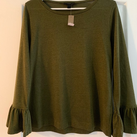 J. Crew NWT Sparkle Bell Sleeve Top H1877 Size M - Picture 1 of 3